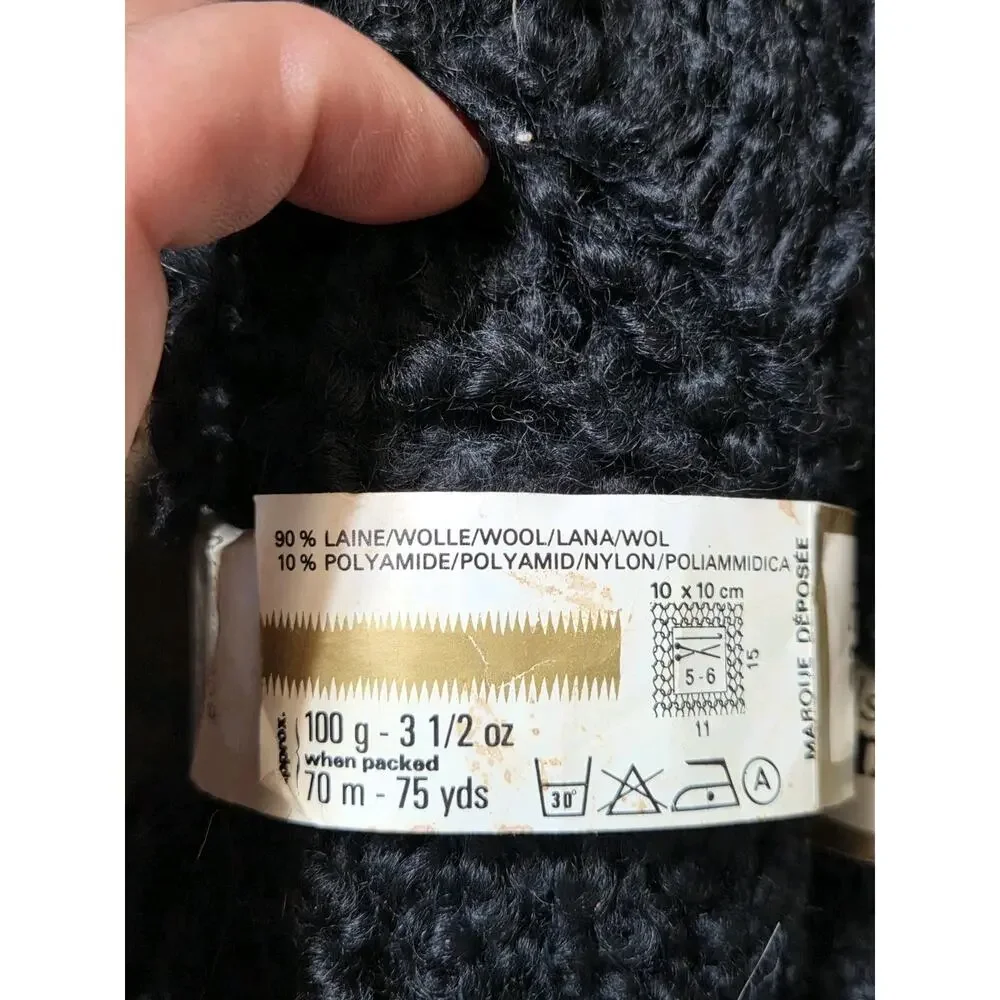 Vtg Fils Anny Blatt Boucl’Anny Black Wool Blend Chunky Novelty Yarn Lot France